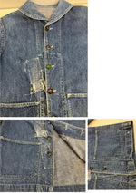 ミリタリー MILITARY 50’s 50年代 Vintage ヴィンテージ US NAVY アメリカ軍 デニム ショールカラー ヘチマ襟 カバーオール - ジャケット ブルー 101MT-4177