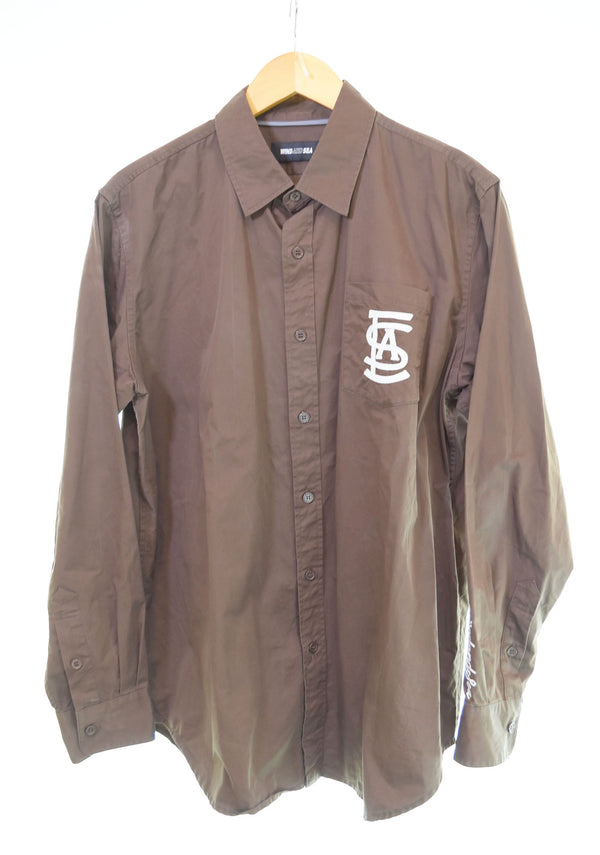 ウィンダンシー WIND AND SEA 胸ポケット 刺繍 ロングスリーブ シャツ長袖シャツ WDS-O-ATT-24-Q2-SH-01 長袖シャツ ブラウン Lサイズ 103MT-2969