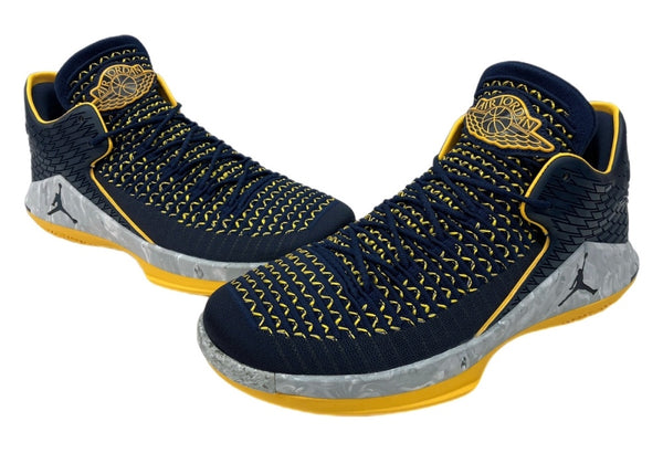 ナイキ NIKE 17年製 AIR JORDAN 32 LOW PF MICHIGAN エア ジョーダン ミシガン AJ32 カレッジ シューズ 黄 紺 AH3347-405 メンズ靴 スニーカー ネイビー 29cm 104S-901