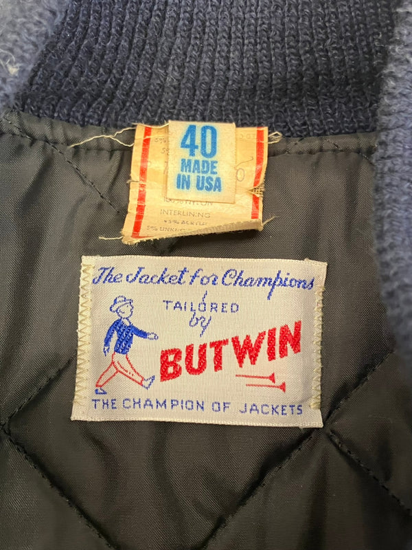 バトウィン BUTWIN 60~70年代 60's 70's スタジャン 袖レザー アワードジャケット バーシティジャケット VINTAGE ヴィンテージ MADE IN USA アメリカ製 40 ジャケット ネイビー 101MT-5231