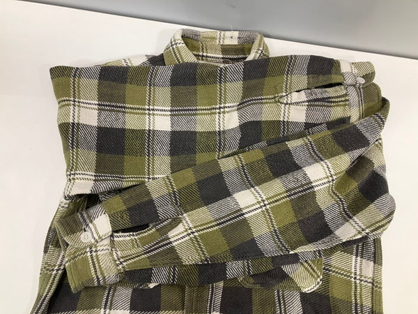 ヴィンテージ vintage 60'S 60年代 BRENT ブレント マチ付き ヘビーフランネルシャツ ヘビネル マチネル フラップポケット ブロックチェック  LONG TAILE 長袖シャツ グリーン Lサイズ 101MT-4029