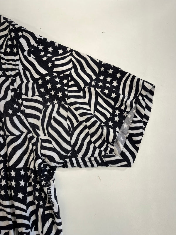 シュプリーム SUPREME 20SS Flags Rayon S/S Shirt 白 黒 総柄 半袖シャツ ブラック Lサイズ 101MT-5247
