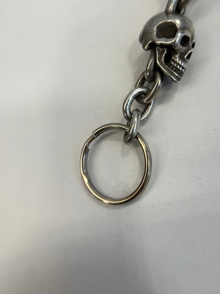 『希少』シルバー スカル クロス ウォレットチェーン ステンレス ウォレットチェーン シルバー メンズ 財布 ロープ