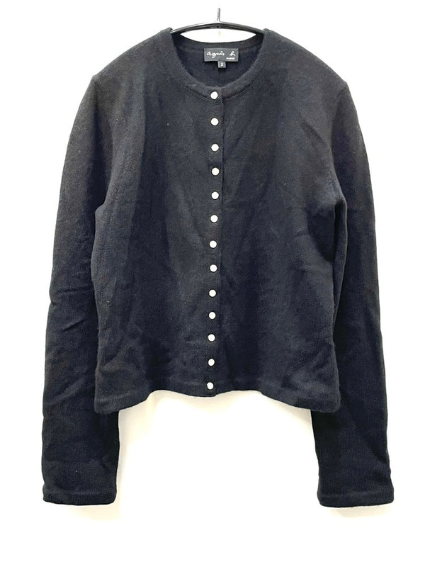 アニエスベー agnes b. カシミヤ プレッション カーディガン ブラック 3 601LT-19