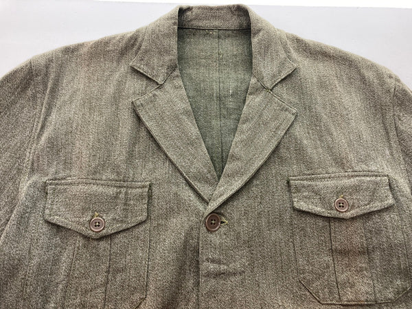 ヴィンテージ VINTAGE ITEM Green Chambray Lapeled Work Jacket グリーン シャンブレー ラペル ユーロワーク サファリジャケット 4ポケット サイズ表記なし ジャケット 無地 グリーン 104MT-275