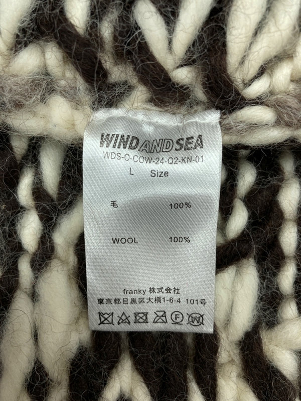 ウィンダンシー WIND AND SEA 22AW COWICHAN KNIT OUTER カウチン ニット アウター ジャケット ジップアップ 灰色 WDS-O-COW-24-Q2-KN-01 ジャケット 総柄 グレー Lサイズ 104MT-883