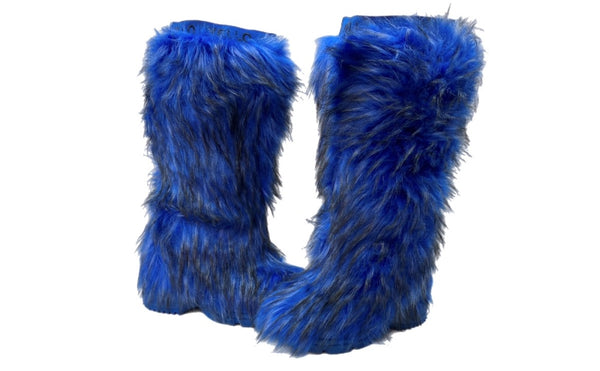 イエロー YELLO BEAR HUG LONG BOOTS ファー ロングブーツ 厚底 ロゴ プリント 平成 Y2K BLUE  レディース靴 ブーツ その他 ブルー XL 104S-1013