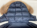 ジョット JOTT DOWN JACKET ダウン ジャケット フード ファー FUR NAVY 紺 ジャケット ワンポイント ネイビー Mサイズ 104LT-31