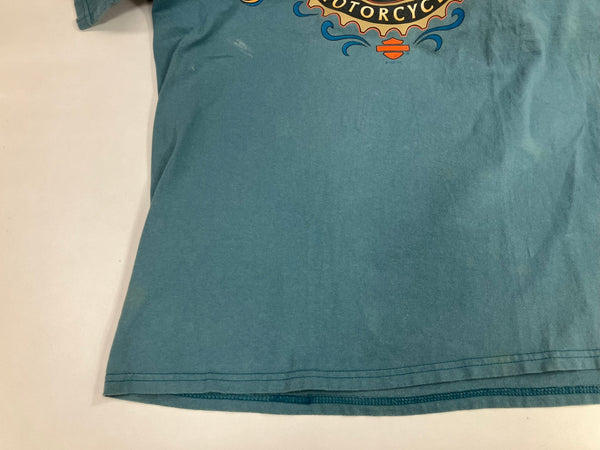ハーレーダビッドソン Harley-Davidson 90’s  90年代 バーアンドシールドロゴ モーターサイクル  両面プリント MADE IN USA アメリカ製 VINTAGE ヴィンテージ  Tシャツ グリーン Lサイズ 101MT-4590