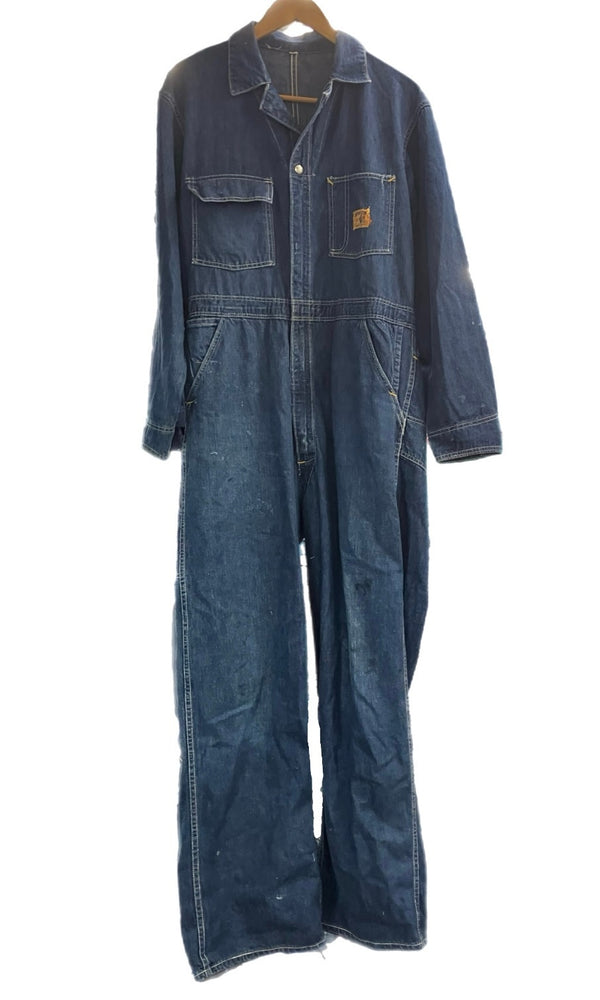 キャントバステム CAN'T BUST EM 60’s 60年代 GOLD LABEL ニワトリ ガチャポケ デニム オールインワン ジャンプスーツ 五角形TALON ZIP タロン VINTAGE ヴィンテージ つなぎ・オーバーオール ブルー Lサイズ 40L 101MB-615
