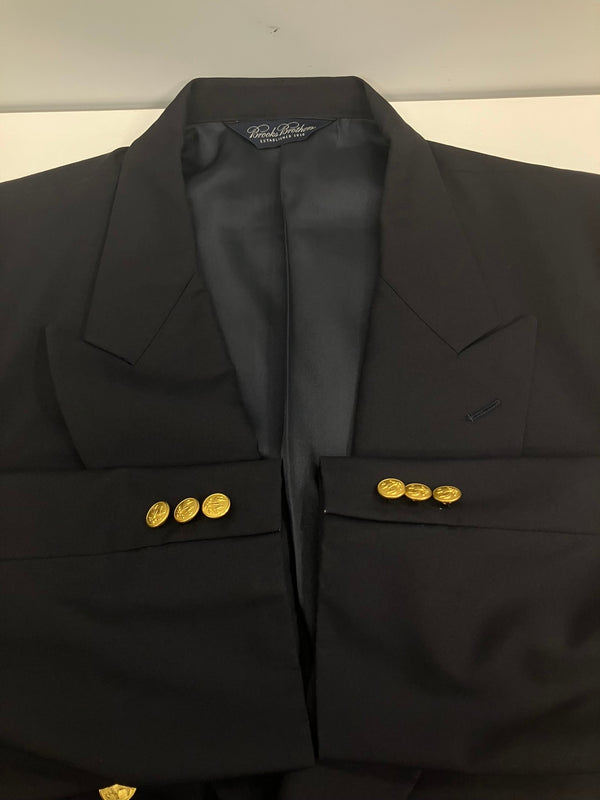ブルックスブラザーズ Brooks Brothers 紺ブレ 金ボタン ダブルブレスト テーラードジャケット ブレザー 背抜き 日本製 44REG ジャケット ネイビー 101MT-5133