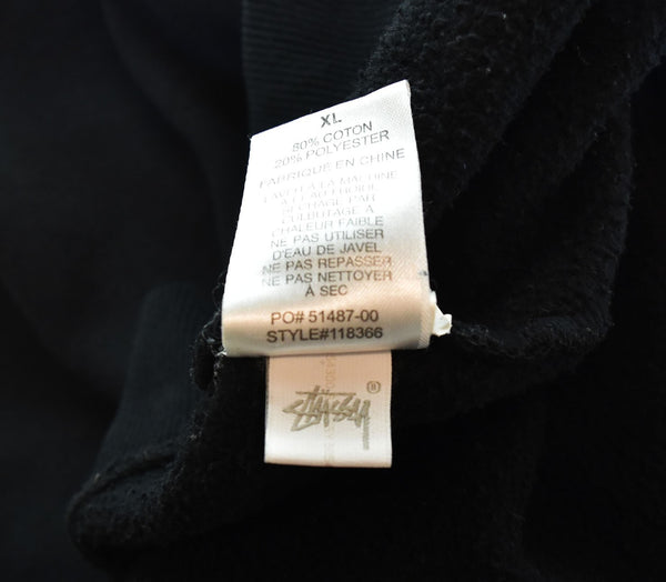 ステューシー STUSSY STOCK LOGO HOODIE ストック ロゴ フーディー センターロゴ 刺繍 プルオーバー  XL パーカ ブラック LLサイズ 103MT-2418