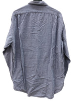 ダブルアールエル RRL 90s 三ツ星タグ SHIRT ステンカラー オープンカラー 開襟 フロントボタン ヴィンテージ VINTAGE ラルフローレン RALPH LAUREN ギンガムチェック コットン シンガポール製 BLUE 青 長袖シャツ 総柄 ブルー Mサイズ 104MT-1972