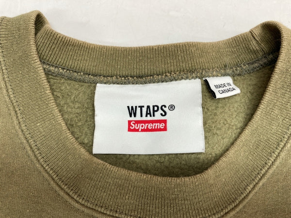 シュプリーム SUPREME × ダブルタップス WTAPS 21AW CREWNECK  クルーネック ロゴ 刺繍 ライトオリーブ KHAKI スウェット プリント カーキ Mサイズ 104MT-336