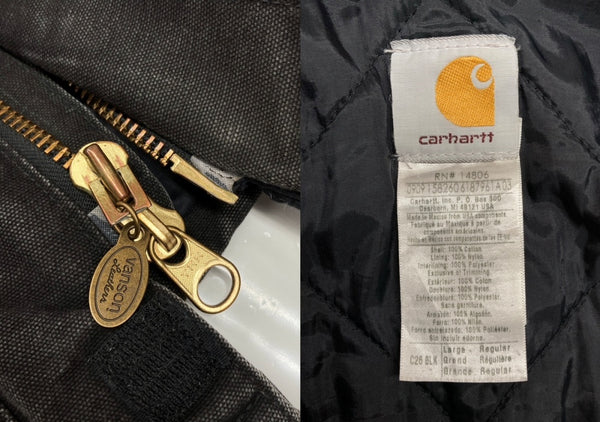 カーハート Carhartt TRADITIONAL JACKET トラディショナル ジャケット コーデュロイ ダック ダブルジップ アウトドア アウター 黒 C26 BLK ジャケット ロゴ ブラック Lサイズ 104MT-1959