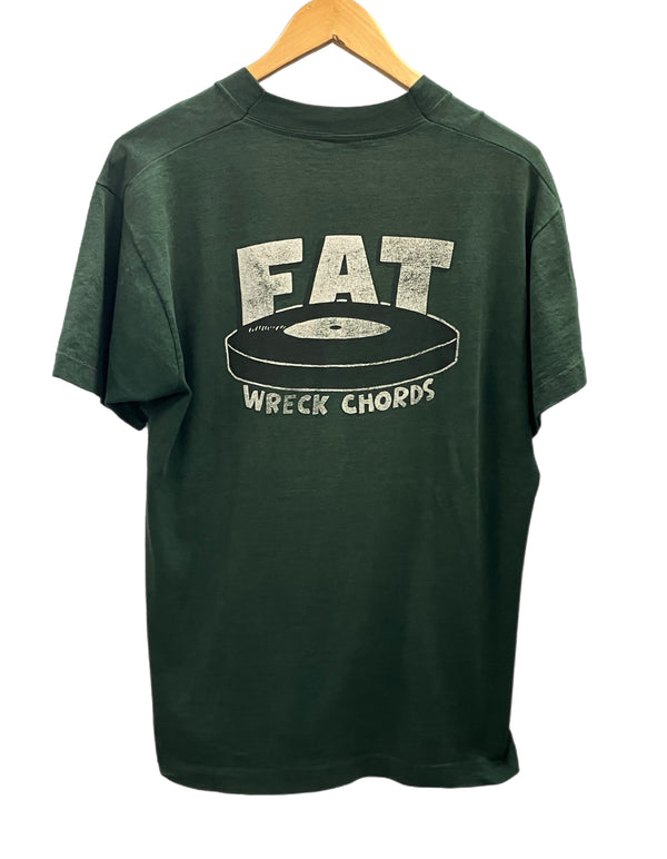 バンド band 90s 90's NOFX FAT WRECK CHORDS パンク 袖裾シングル Tシャツ グリーン Lサイズ 101MT-2958