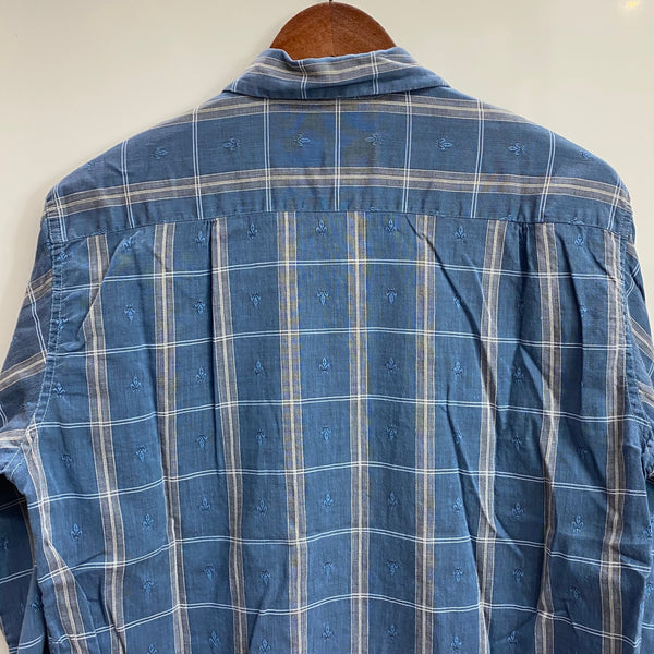【曜日割引対象外】 ヴィンテージ vintage 50's TOWNCRAFT long-sleeve shirt オープンカラー チェック 長袖シャツ ブルー Mサイズ 201MT-3824 VB
