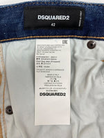 ディースクエアード DSQUARED2 Blue With Paint Pattern Lettering Printed ペイント デニム パンツ Cool Guy Jean ボタンフライ ジーンズ Gパン スキニー 加工 青 ロゴ S74LB1074 デニム ブルー サイズ 42 104MB-316