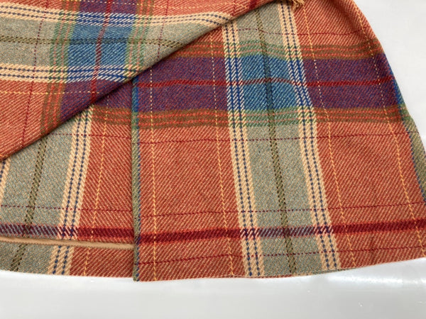 ラルフローレン RalphLauren POLO 現行タグ Recycled wool mini skirt ミニ 巻きスカート ラップスカート ウール 毛 フリンジ ベルト 暖色 211872622001 スカート チェック マルチカラー 104LB-39