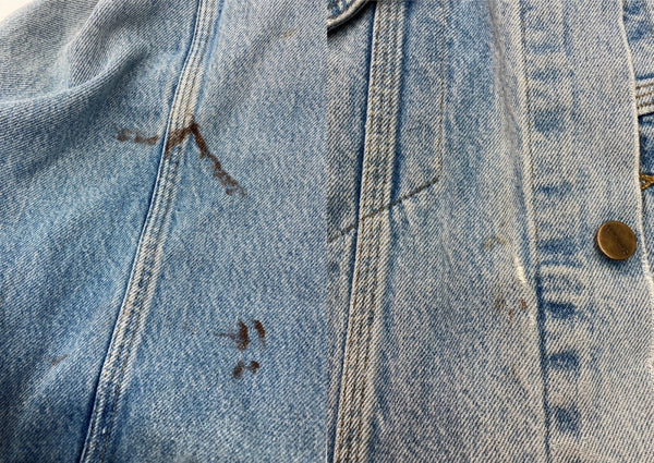 カーハート Carhartt DENIM TRUCKER JACKET デニム トラッカー ジャケット Gジャン ダメージ USA製 アウター インディゴ 青 ジャケット ロゴ ブルー 2XLサイズ 104MT-2167