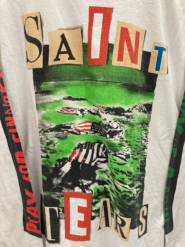 セントマイケル SAINT MICHAEL STT LS TEE LANDSCAPE ロゴ ロングスリーブ 長袖カットソー 袖プリント SM-A21-0000-048 ロンT ホワイト Lサイズ 101MT-2994