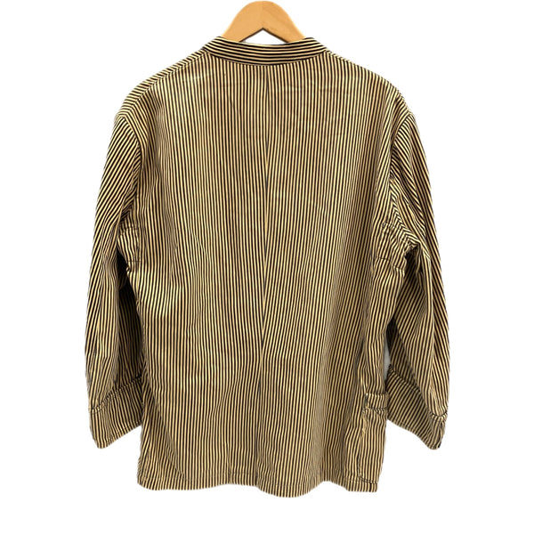ヴィンテージ vintage 30's～ 30年代～ EURO ユーロ サーヴァント ギャルソンジャケット ワーク カートンボタン アンティーク ストライプ ヒッコリー - ジャケット イエロー 101MT-4994