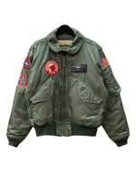 ヒューストン HOUSTON FLIGHT JACKET フライト ジャケット ミリタリー ワッペン ジップアップ アウター ブルゾン 緑 5CW45P ジャケット 総柄 カーキ Lサイズ 104MT-1444