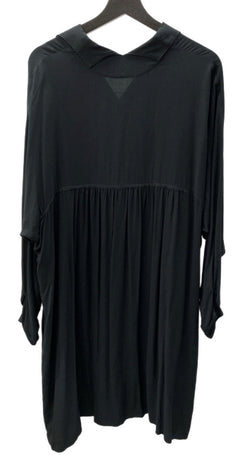 ワイズ Y's 山本耀司 ロング シャツワンピース LONG SHIRT ONE-PIECE スタントカラー オープンカラー 2way BLACK 黒 YQ-D12-207 ワンピース 無地 ブラック SIZE2 104LT-100