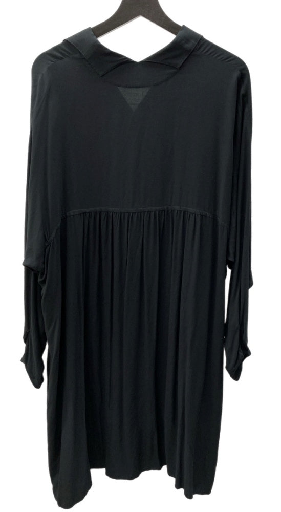 ワイズ Y's 山本耀司 ロング シャツワンピース LONG SHIRT ONE-PIECE スタントカラー オープンカラー 2way BLACK 黒 YQ-D12-207 ワンピース 無地 ブラック SIZE2 104LT-100