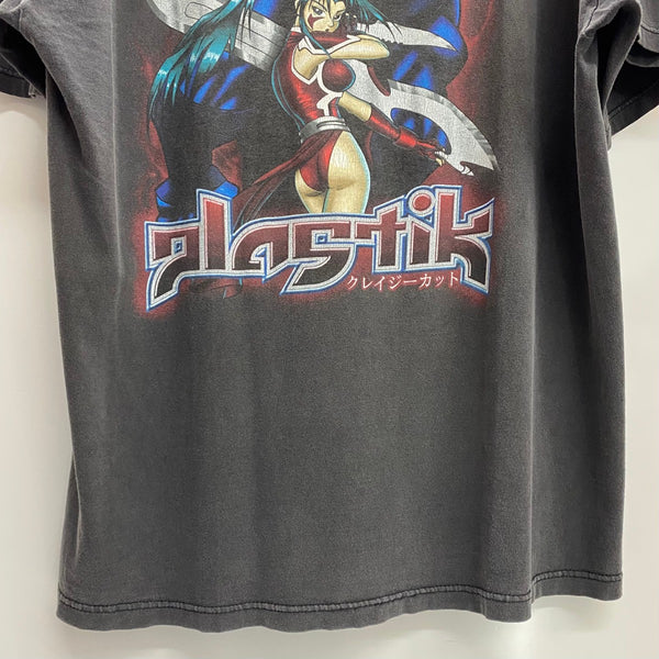 【曜日割引対象外】 ヴィンテージ vintage 90's プラスティック PLASTIK クレイジーカット TULTEX アニメ Tシャツ ブラック XLサイズ 201MT-4594 VB