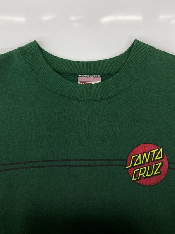 サンタクルーズ SANTA CRUZ 90s CREWNECK SWEATSHIRT クルーネック スウェット NHSタグ USA製 トレーナー プリント 緑 スウェット ロゴ グリーン Lサイズ 104MT-1701
