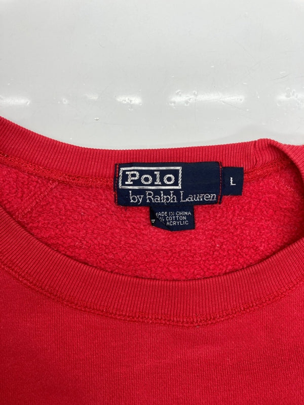 ラルフローレン RalphLauren 90s POLO BEAR SWEATSHIRT ポロ ベア スウェットシャツ トレーナー プリント 裏起毛 赤 スウェット ロゴ レッド Lサイズ 104MT-2305