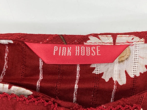ピンクハウス PINKHOUSE ひなぎく プリント ブラウス 半袖 シャツ ボレロ リボン ピコフリル ビッグカラー 丸襟 コットン 綿 ロリータ ゴスロリ RED 赤 A2133FB 061 カーディガン 花・植物 レッド 104LT-243