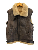 レザーアイテム Leather B-3フライトジャケット ベスト シープスキン 羊革 パッチワーク ムートンベスト 411073 ベスト ブラウン Mサイズ 101MT-5412