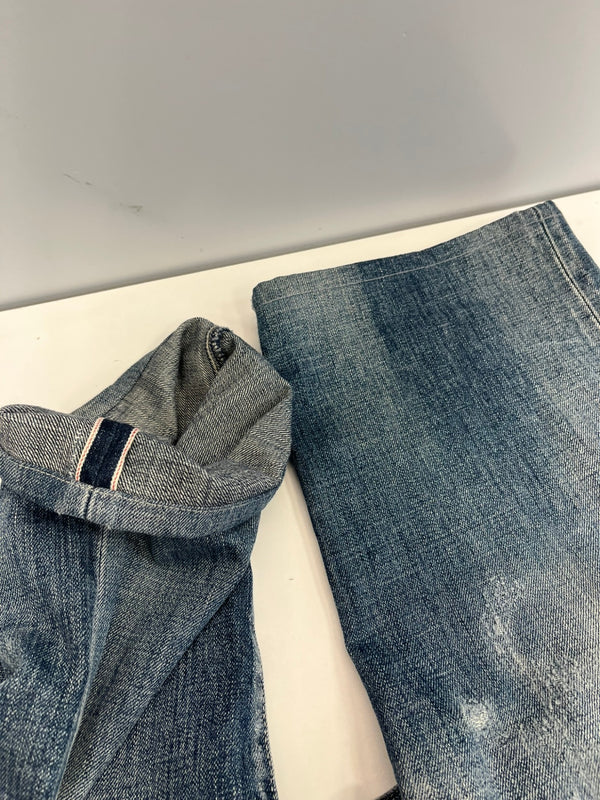 ネイバーフッド NEIGHBORHOOD SCRATCH SAVAGE サベージデニムパンツ パッチワーク ダメージデニム 211XBNH-PTM07 デニム ブルー Lサイズ 101MB-684