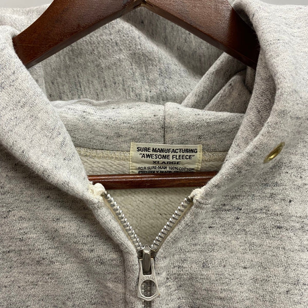 【曜日割引対象外】 シュアマニュファクチュアリング XX DEVELOPMENT SURE MANUFACTURING AWESOME FLEECE ZIP HOODY 霜降りグレー パーカ グレー XLサイズ 201MT-4572 VB