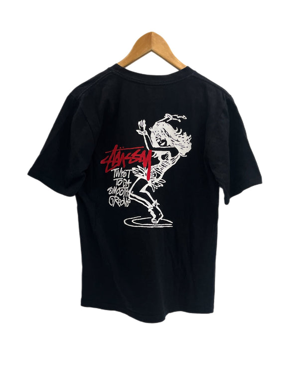 ステューシー STUSSY 90s 00s 90's~00's 銀タグ OLD STUSSY USA製 ツイストガール プリントTシャツ Tシャツ ブラック M 101MT-4862