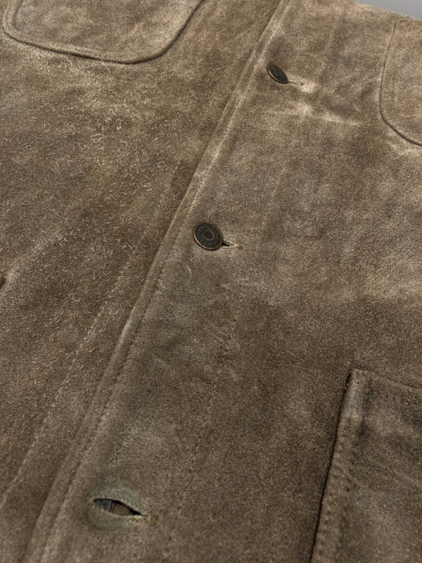 ラルフローレン RalphLauren 80s 90s POLO COUNTRY スウェード レザー カバーオール アウター 裏地ネル 茶色 ジャケット 無地 ブラウン Lサイズ 104MT-2285