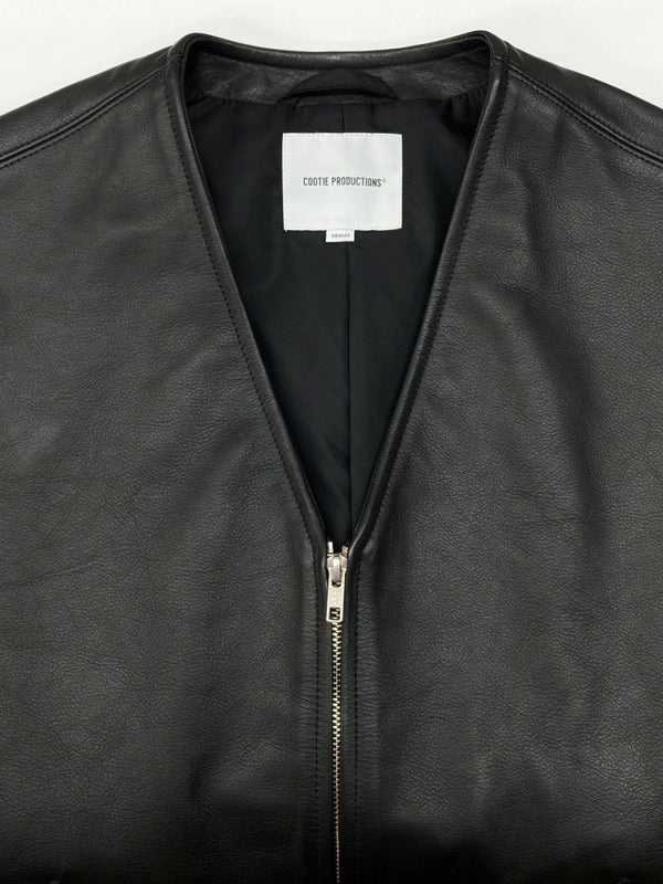 クーティー COOTIE PRODUCTIONS 24AW LSL Leather Vest レザー ベスト ジップアップ アウター 黒 ベスト 無地 ブラック Mサイズ 104MT-2102