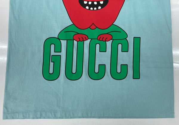 グッチ GUCCI Apple Print S/S T-Shirt アップル 半袖 Tシャツ リンゴ ジャージT 半袖 青 Tシャツ ロゴ ブルー Sサイズ 104MT-2338