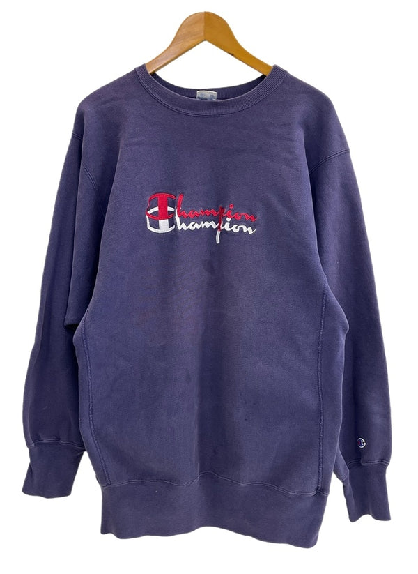 チャンピオン Champion 90s~ 刺繍タグ REVERSE WEAVE リバースウィーブ US古着 スクリプトロゴ 刺繍ロゴ XXL スウェット ネイビー 3Lサイズ 101MT-4596