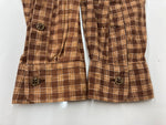 ダブルアールエル RRL 90s 三ツ星タグ SHIRT ステンカラー フロントボタン 胸ポケット ヴィンテージ VINTAGE ラルフローレン RALPH LAUREN コットン モーリシャス製 BROWN 茶色  長袖シャツ チェック ブラウン Sサイズ 104MT-2028