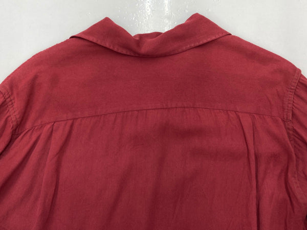 ヴィンテージ vintage 50s 50年代 Don Juan OF CALIFORNIA USA製 レーヨンギャバ オープンカラー 開襟 長袖シャツ 無地 レッド Mサイズ 104MT-1311