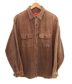 シュプリーム SUPREME 22SS Corduroy Shirt コーデュロイ シャツ 星 刺繍 ロゴ  長袖シャツ ブラウン Mサイズ 103MT-2926