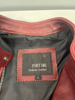 フォータイム FORTIME タグ付き シングルライダース 本革 ラムレザー ジャケット ワインレッド Lサイズ 101MT-5308