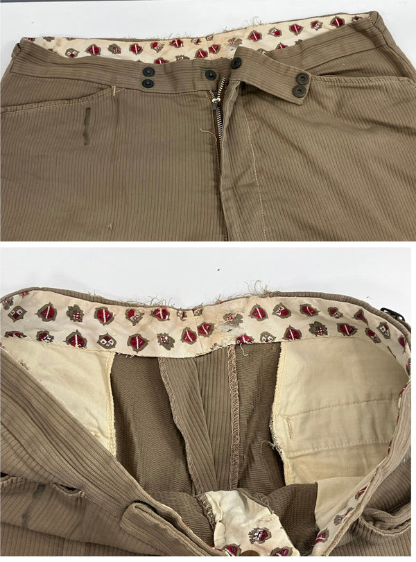 ヴィンテージ vintage ~50’s 50年代 EURO ユーロワーク ピケパンツ 太畝 ワークパンツ DOT SNAPPER WALDES ZIPPER サイドアジャスター付き スラックス ベージュ - 101MB-680