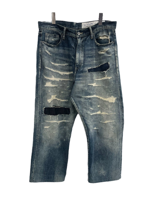 ネイバーフッド NEIGHBORHOOD SCRATCH SAVAGE サベージデニムパンツ パッチワーク ダメージデニム 211XBNH-PTM07 デニム ブルー Lサイズ 101MB-684