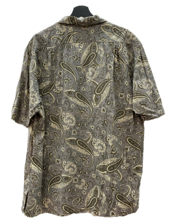 ラルフローレン RalphLauren POLO JEANS PAISLEY OPEN COLOR SHIRT ペイズリー オープン カラー シャツ インパクト21 アロハ 開襟 半袖 灰 半袖シャツ 総柄 マルチカラー Lサイズ 104MT-2352