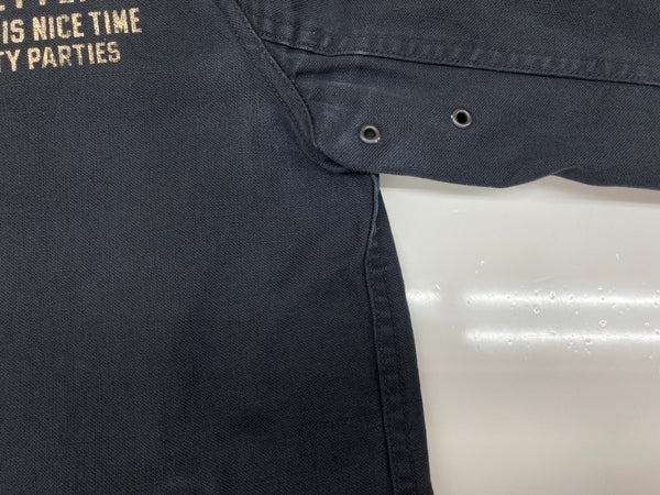 ワコマリア WACKO MARIA N-1 デッキジャケット OUTRAGEOUS INC フロントボタン ステンカラー ライトアウター バックプリント 日本製 NAVY 紺 ジャケット ロゴ ネイビー Mサイズ 104MT-1849