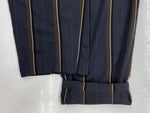ヨウジヤマモト Yohji Yamamoto POUR HOMME SLACKS PANTS スラックス パンツ テーパード トラウザーズ ジップフライ 紺 ストライプ HB-P14-123 スラックス ネイビー サイズ 3 104MB-258